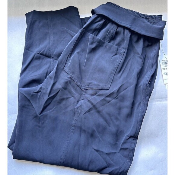 Bar III Women's Petite Tie-Waist High-Rise Tapered-Leg Deep Black Pants PL - Picture 6 of 9